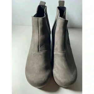 Gray Leather Ankle Boots